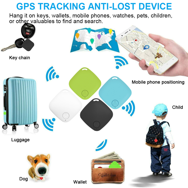 （带电）圆四方型无线防丢器GPS定位双向报警宠物定位器 黑色(周末不发货)-3