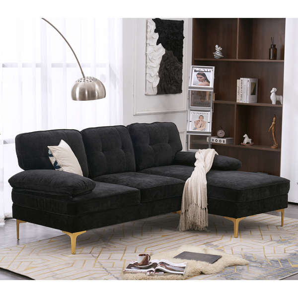 Three-Seat Simple And Stylish Indoor Modular Sofa Black