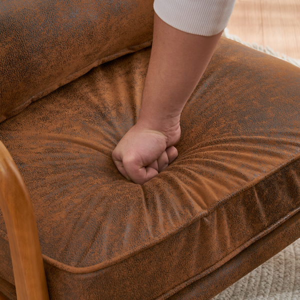 Oak Armrest Oak Upholstered Single Lounge Chair Indoor Lounge Chair Orange