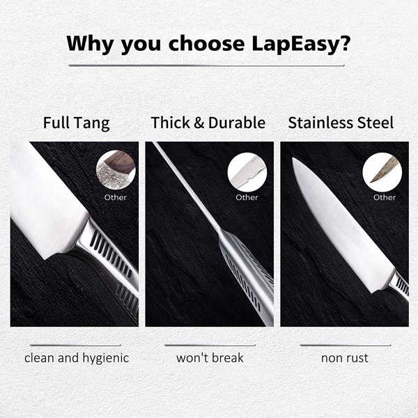 Kitchen Knife Set;  LapEasy 15 Piece Knife Sets with Block Chef Knife Stainless Steel Hollow Handle Cutlery with Manual Sharpener（shipment from FBA）