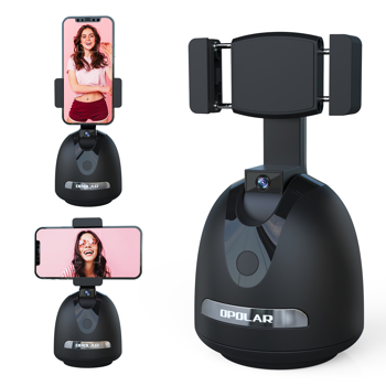 Auto Face Tracking Phone Holder, No App Required, 360° Rotation Face Body Track Camera Mount, AI Smart Tracking Tripod for Vlog Shooting Live Streaming Indoor Outdoor, Build-in Battery