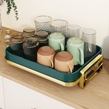 Kitchen Drain Tray,Bowl Cup Dish Drying Rack ,Tea Plate Drainboard Kitchen Sink Tray,Bathroom Draining Board Bowl Cup Dish Drying Rack Green