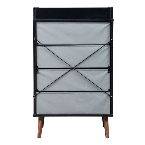 [FCH] Drawer Dresser 4 Drawers Storage Dresser with Fabric Foldable Drawers, Wood and Black