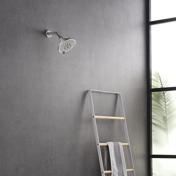 6喷头设置高压淋浴喷头5“雨水固定式淋浴喷头-带防堵塞喷嘴的拉丝镍可调节淋浴喷头，低流量易于安装【周末不发货，TK/TEMU订单仅支持自提】-4