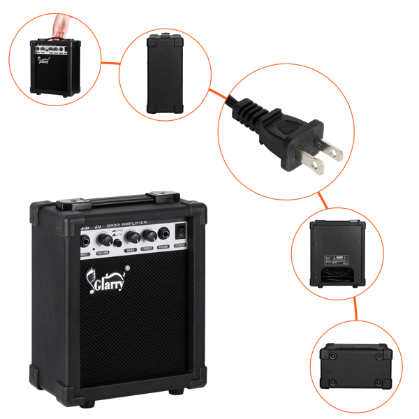 【Do Not Sell on Amazon】Glarry GP 36in Small Scale Electric Bass Guitar Starter Kit With 20W Amp Guitar Bag Strap Cable Sunset Color