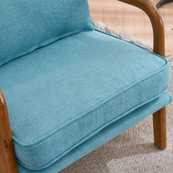 Oak Armrest Oak Upholstered Single Lounge Chair Indoor Lounge Chair Teal