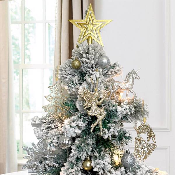 18 PCS Large Christmas Ornaments Set Hanging Christmas Tree Decorations, SnowFlakes Deers Angels Decorative Pendant 2022 Holiday Shatterproof Acrylic Decoracion de Navidad Decors