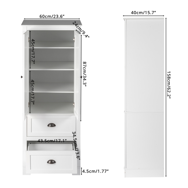 FCH MDF Spray Paint 2 Doors 2 Pumps Bathroom Cabinet White