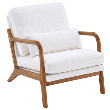 Oak Armrest Oak Upholstered Teddy Velvet Single <b style=\\'color:red\\'>Lounge</b> <b style=\\'color:red\\'>Chair</b> Indoor <b style=\\'color:red\\'>Lounge</b> <b style=\\'color:red\\'>Chair</b> Off-White