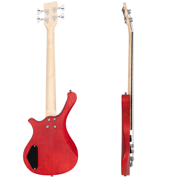 【Do Not Sell on AmazonGlarry GW101 36in Small Scale Electric Bass Guitar Suit With Mahogany Body SS Pickups, Guitar Bag, Strap, Cable Red