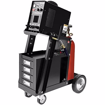 Welding Cart, Portable Welding Cart with Drawers with 4-Drawer Cabinet and 2 Safety Chains for MIG/TIG Welder and Plasma Cutter, 200 Lb Capacity, Black…