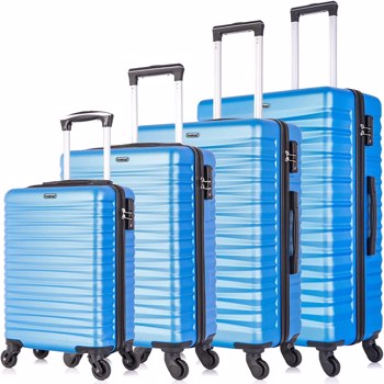 Expandable Hardshell Luggage Sets Suitcase ABS Lightweight with Spinner Wheels TSA Lock Blue