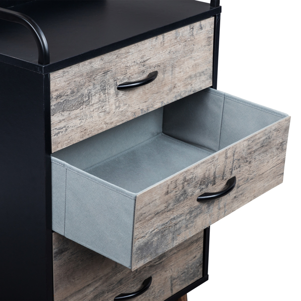 [FCH] Drawer Dresser 4 Drawers Storage Dresser with Fabric Foldable Drawers, Wood and Black