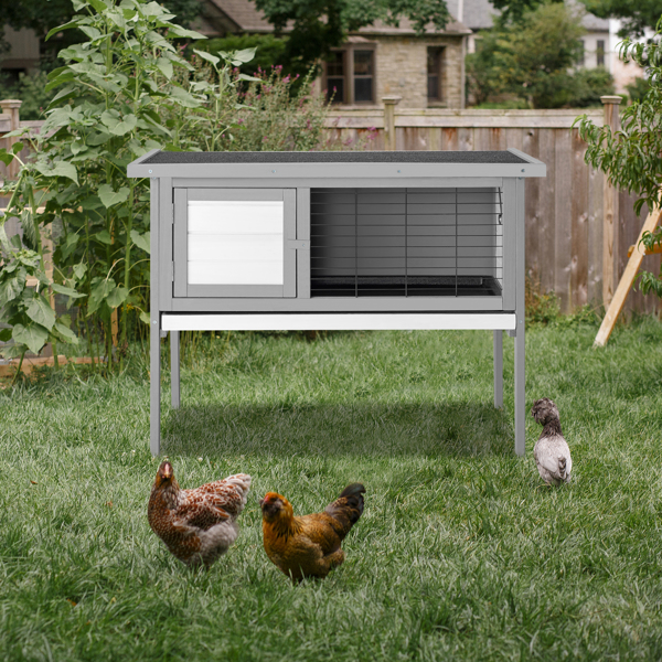 36" Single Deck Waterproof Wooden Chicken Coop Hen House Pet Animal Poultry Cage Rabbit Hutch Gray