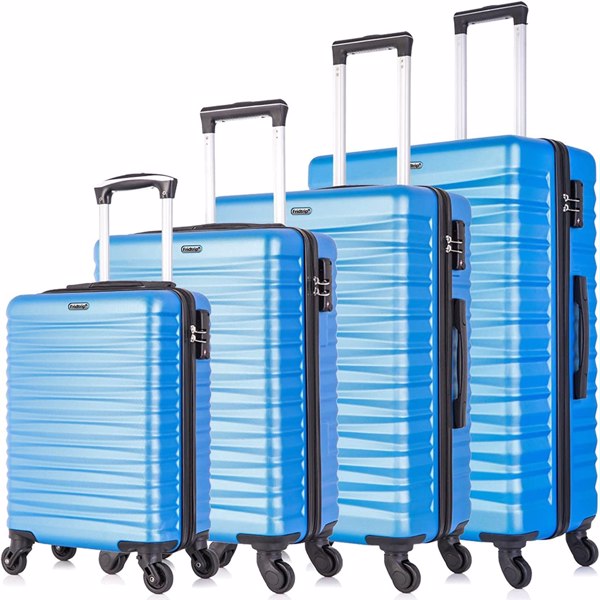 Expandable Hardshell Luggage Sets Suitcase ABS Lightweight with Spinner Wheels TSA Lock Blue