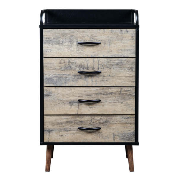 [FCH] Drawer Dresser 4 Drawers Storage Dresser with Fabric Foldable Drawers, Wood and Black