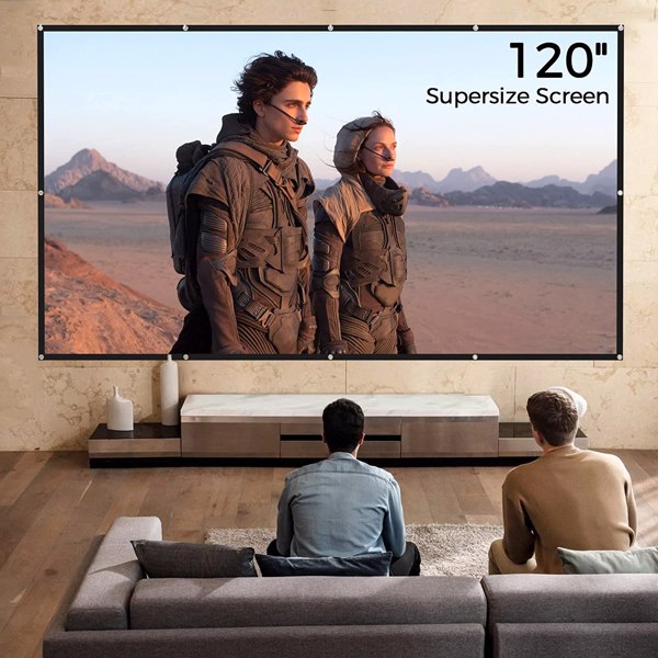Projector Screen 120 inch, FUDONI Outdoor Movie Screen 16:9 Foldable Washable Anti-Crease, Portable Projector Screen Outdoor Indoor Double Sided Projection Screen for Home Theater Camping Party Office