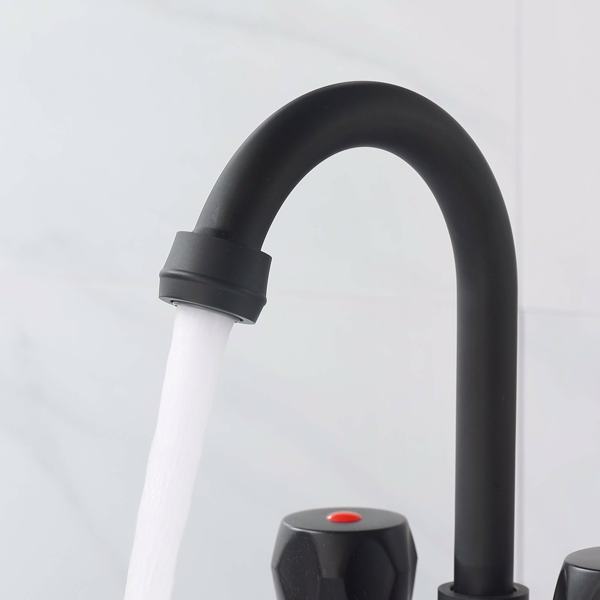 2 Handle Bathroom Sink Faucet, Centerset Bathroom Faucet with Pop-Up Sink Drain Stainless Steel with , Supply Utility Hose for Laundry Vanity, Matte Black 1.2 GPM
