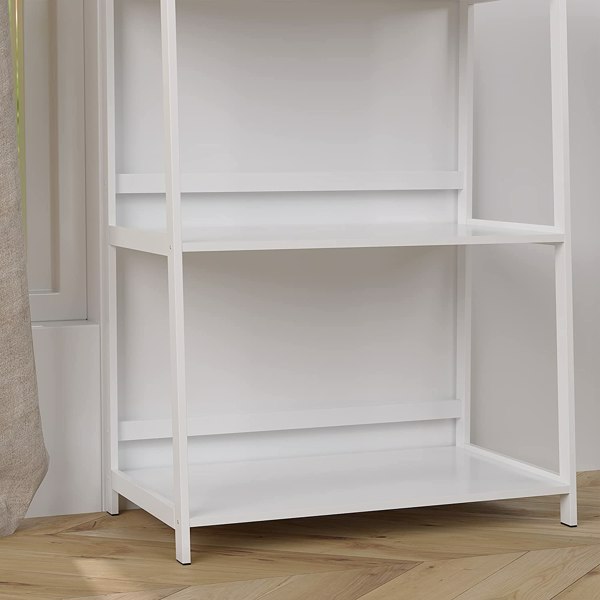 WTZ Bookshelf, Ladder Shelf with Drawers, 5 Tier Tall Bookcase, Modern Open Book Case for Bedroom, Living Room, Office, BC-239 White