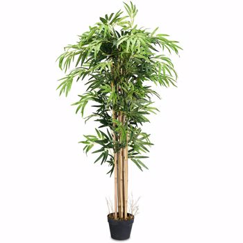 5 Ft Artificial Plant Bamboo Fake Plant Artificial Leaves in Pot for Indoor Outdoor Home Patio Office Modern Decor 