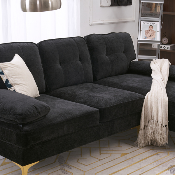 Three-Seat Simple And Stylish Indoor Modular Sofa Black