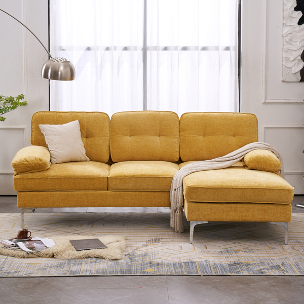 Three-Seat Simple And Stylish Indoor Modular Sofa Yellow