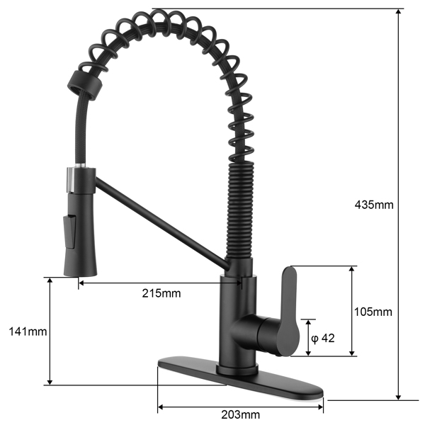 Matte Black Kitchen Faucet with Soap Dispenser Single Handle Kitchen Sink Faucet with Pull Down Sprayer Utility Sink Faucet Single Hole for Laundry Sink Stainless Steel 1.8 GPM[Unable to ship on weeke