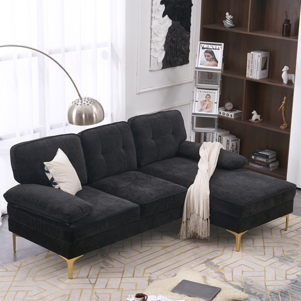 Three-Seat Simple And Stylish Indoor Modular Sofa Black