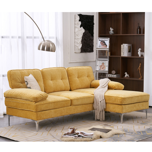 Three-Seat Simple And Stylish Indoor Modular Sofa Yellow