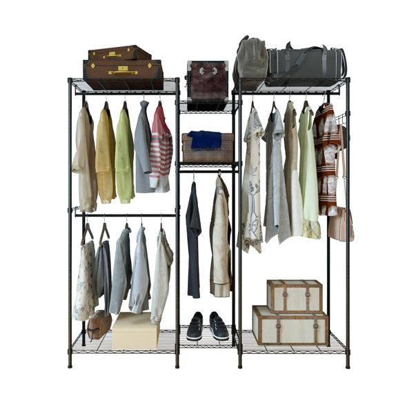 Closet Organizer Metal Garment Rack Portable Clothes Hanger Home Shelf