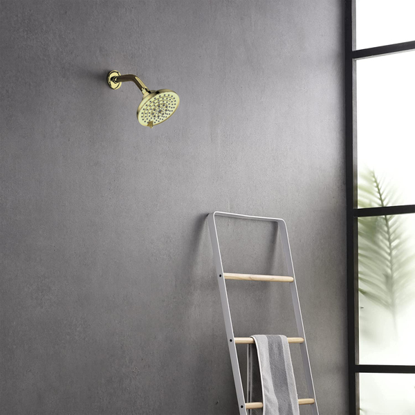 6喷头设置高压淋浴喷头5“雨水固定式淋浴喷头-带防堵塞喷嘴的金色可调节淋浴喷头，低流量易于安装【周末不发货，TK/TEMU订单仅支持自提】-5