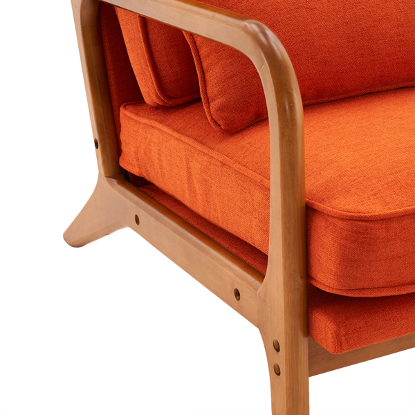 Oak Armrest Oak Upholstered Single Lounge Chair Indoor Lounge Chair Burnt Orange Color