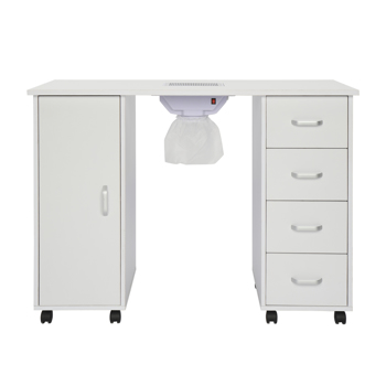 MDF Single Door 4 Drawers With Fan White Nail Table