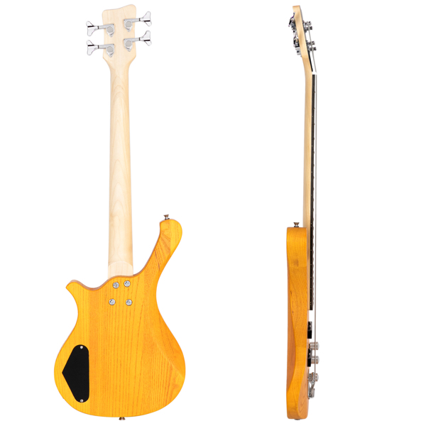 【Do Not Sell on AmazonGlarry GW101 36in Small Scale Electric Bass Guitar Suit With Mahogany Body SS Pickups, Guitar Bag, Strap, Cable Transparent Yellow