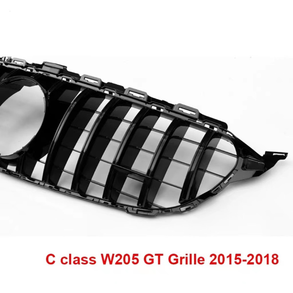 LEAVAN Gloss Black GT R Grille for Mercedes-benc C Class 2015-2018 W205 C250 C300 C400 WO/ Camera Hole（20653084）