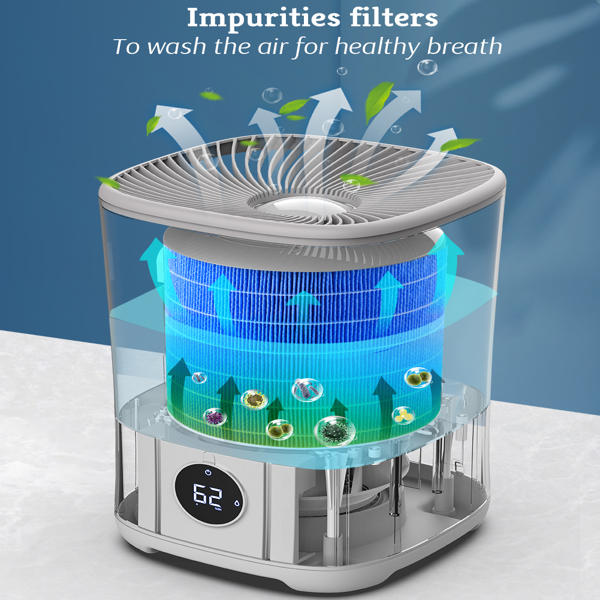 Evaporative Humidifier for Bedroom, Mist-Free Top Fill Quiet Humidifiers with Filters, Humidistat, Timer, 0.79Gal Tank Lasts 10-17H, Auto Shut-Off, LED Touch Display for Large Room