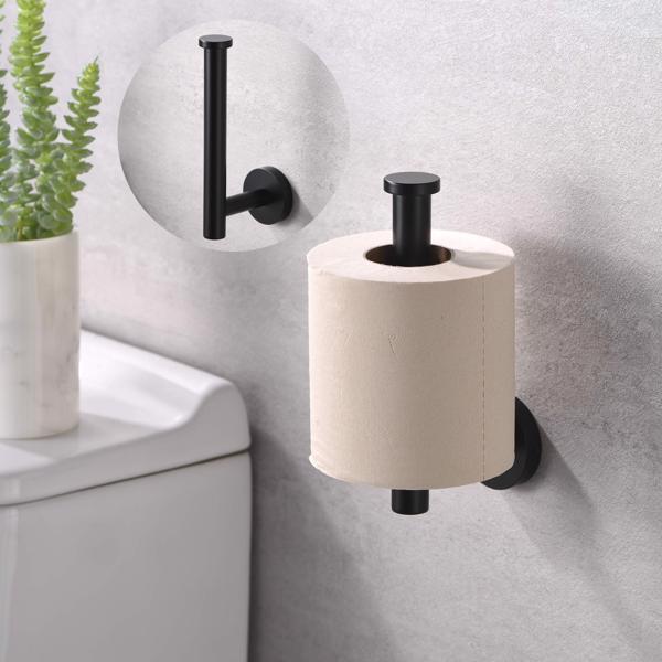 Toilet Paper Holder Matte Black SUS304 Stainless Steel Rustproof Wall Mounted Toilet Roll Holder, Modern Tissue Roll Dispenser Round for Bathroom Kitchen Washroom