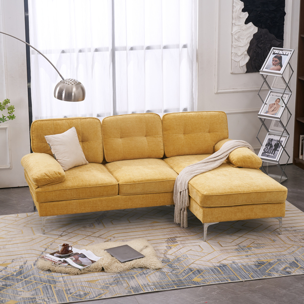 Three-Seat Simple And Stylish Indoor Modular Sofa Yellow