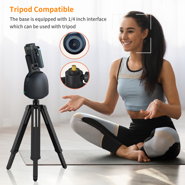 Auto Face Tracking Phone Holder, No App Required, 360° Rotation Face Body Track Camera Mount, AI Smart Tracking Tripod for Vlog Shooting Live Streaming Indoor Outdoor, Build-in Battery