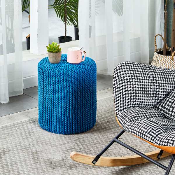 棉绳手工编织脚凳蒲团-8