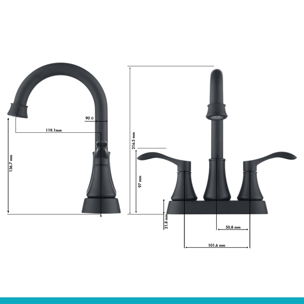 2 Handles Bathroom Sink Faucet, Matte Black 3 Hole Centerset RV Bathroom Faucets, with Stainless Steel Pop Up Drain Sets[Unable to ship on weekends, please place orders with caution]