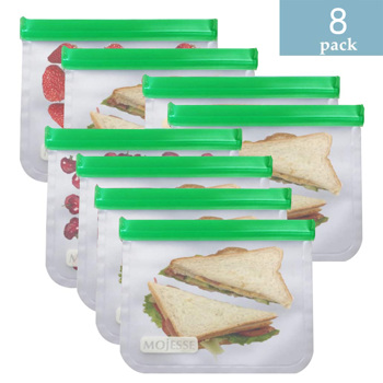 8pcs Reusable sandwich Bags BPA Free- Extra Thick Durable Reusable Storage Bags - Reusable Snack Bags For Food Fruit Travel Storage Home Organization