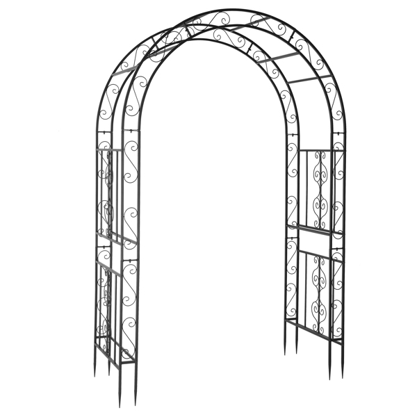 134*59*213cm Double Layer Iron Art Arc Top Iron Arch Black