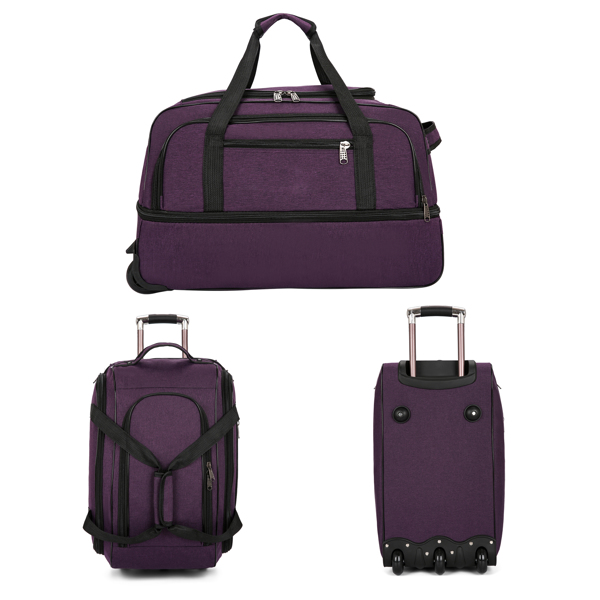 Expandable 3 PCS Luggage Set Foldable Softside Travel Suitcase with Spinner Wheels Purple