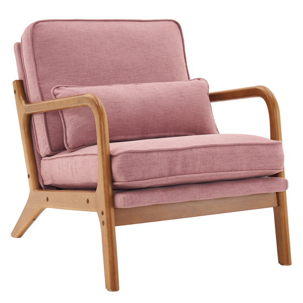 Oak Armrest Oak Upholstered Single Lounge Chair Indoor Lounge Chair Pink