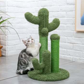 Cat Scratching Post; Cactus Cat Scratchers Kitten Scratch Pole with Natural Sisal Rope for Indoor Cats; Vertical Cactus Cat Tree for Adult Cats and Kittens
