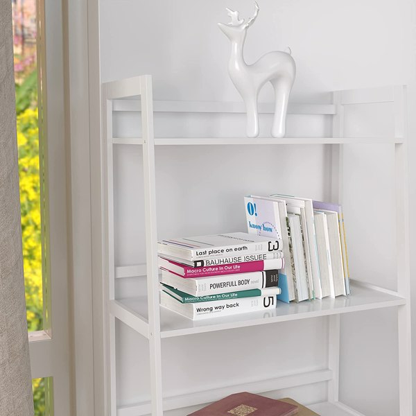 WTZ Bookshelf, Ladder Shelf with Drawers, 5 Tier Tall Bookcase, Modern Open Book Case for Bedroom, Living Room, Office, BC-239 White