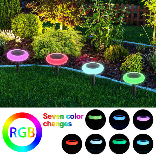 Solar RGB LED Light Outdoor Waterproof Lawn Lamp Yard Landscape Color Changing
