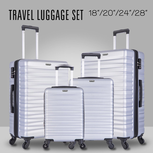Expandable Hardshell Luggage Sets Suitcase ABS Lightweight with Spinner Wheels Silver