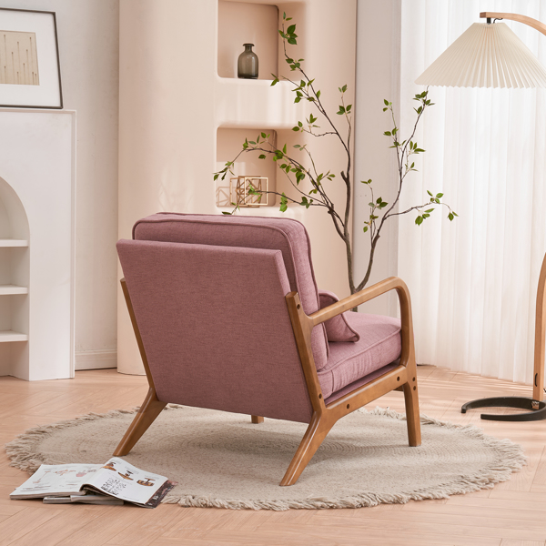 Oak Armrest Oak Upholstered Single Lounge Chair Indoor Lounge Chair Pink